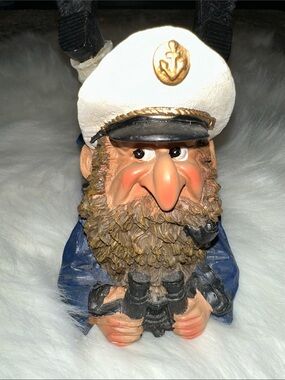 Whimsical Nautical Captain Figurine in White and Blue